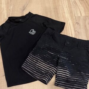 Art Class Black Swim Set with Wave Logo. Size small